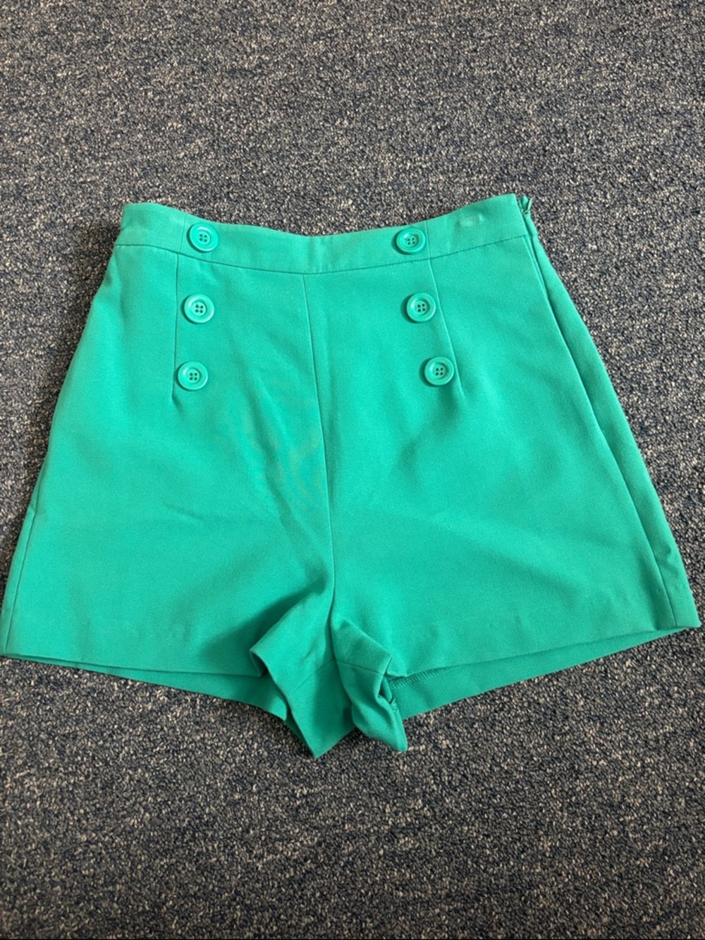 Forever 21 High-Waist Sailor Button Shorts in Teal